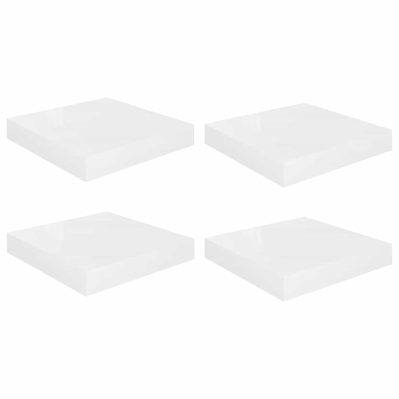 vidaXL Ράφια Τοίχου Γυαλιστερά Άσπρα 4 Τεμάχια 23x23,5x3,8 εκ. MDF