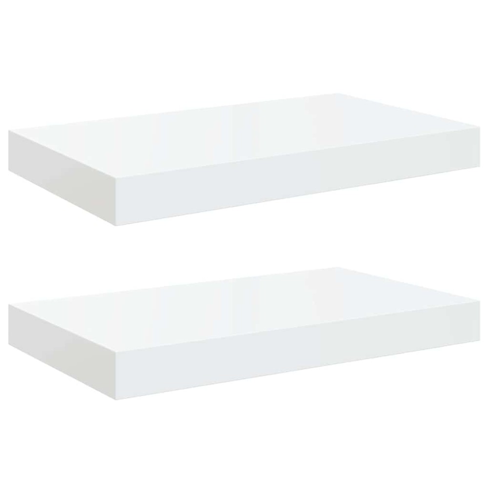 vidaXL Ράφια Τοίχου Γυαλιστερά Άσπρα 2 Τεμάχια 40x23,5x3,8 εκ. MDF