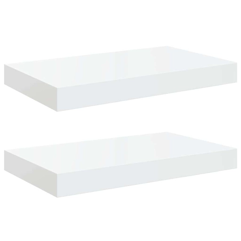 vidaXL Ράφια Τοίχου Γυαλιστερά Άσπρα 2 Τεμάχια 40x23,5x3,8 εκ. MDF