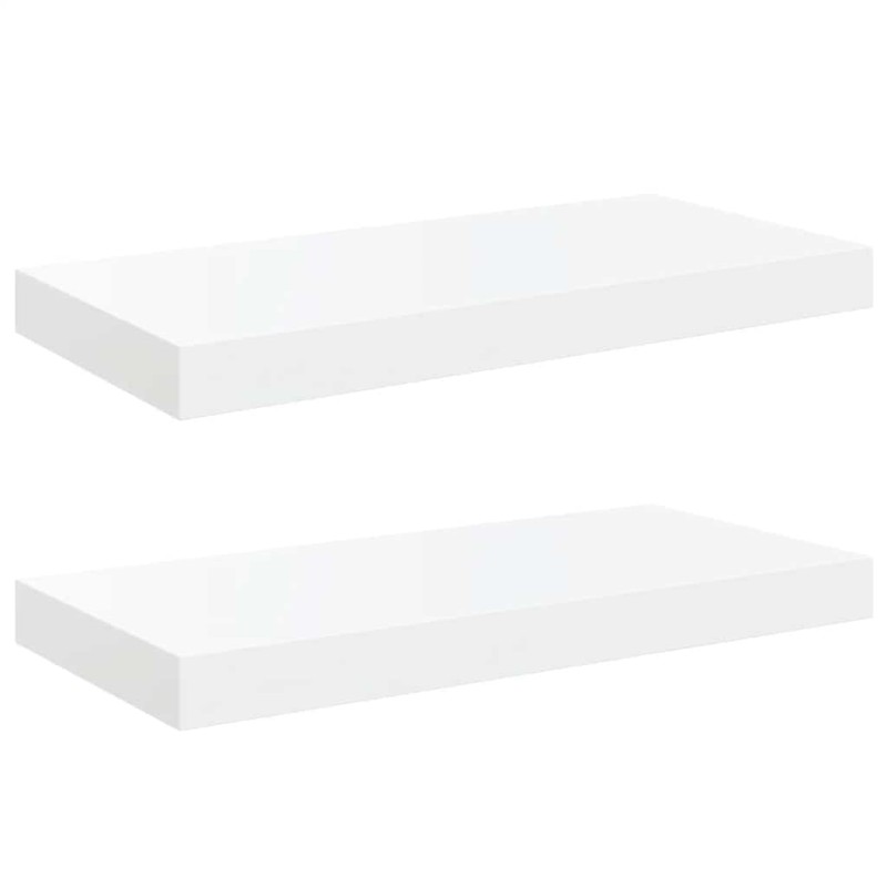 vidaXL Ράφια Τοίχου Γυαλιστερά Άσπρα 2 Τεμάχια 50x23,5x3,8 εκ. MDF