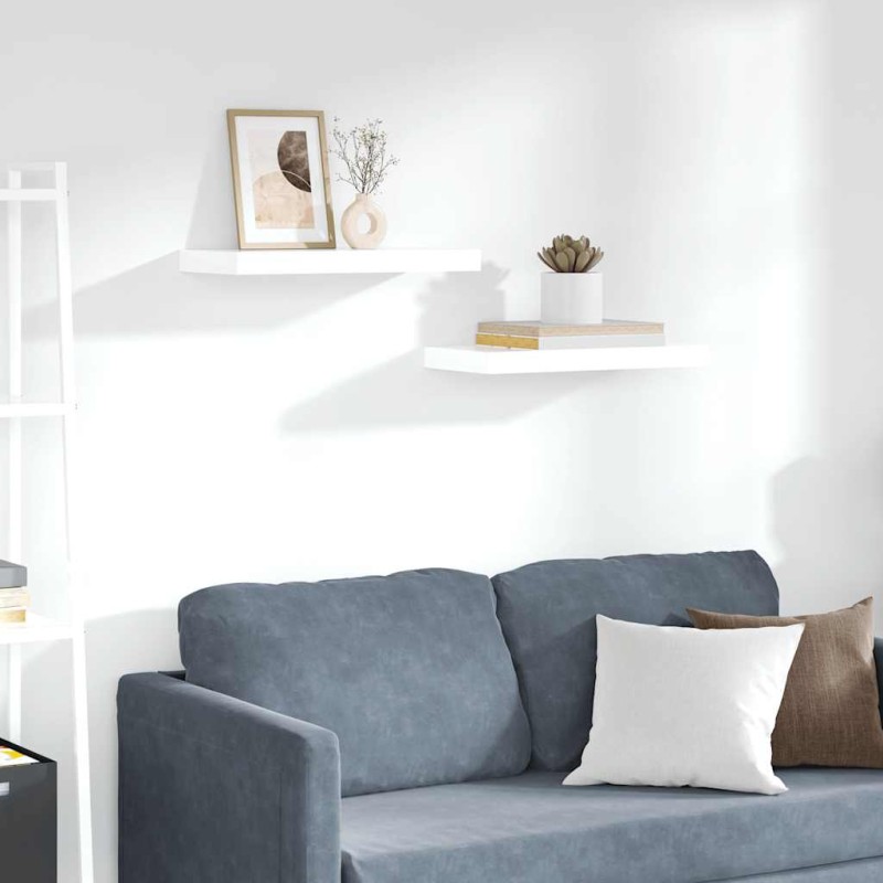 vidaXL Ράφια Τοίχου Γυαλιστερά Άσπρα 2 Τεμάχια 50x23,5x3,8 εκ. MDF