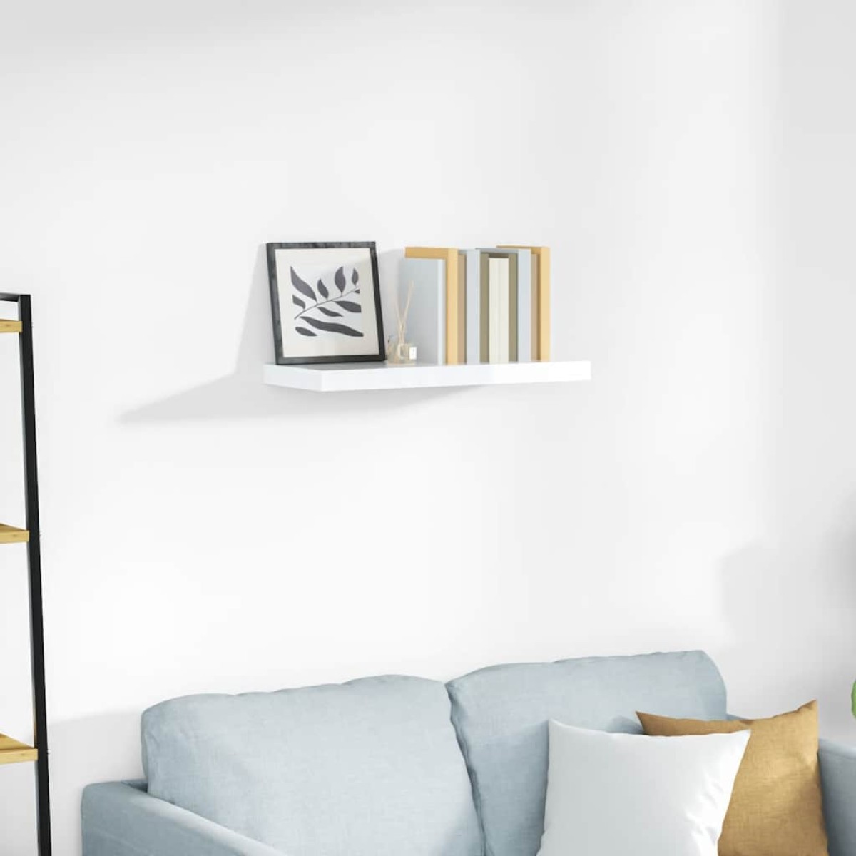 vidaXL Ράφι Τοίχου Γυαλιστερό Άσπρο 60x23,5x3,8 εκ. MDF