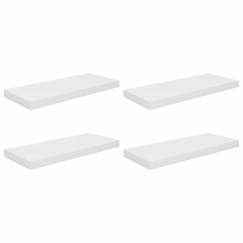 vidaXL Ράφια Τοίχου Γυαλιστερά Άσπρα 4 Τεμάχια 60x23,5x3,8 εκ. MDF