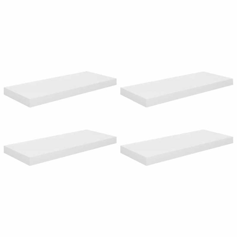 vidaXL Ράφια Τοίχου Γυαλιστερά Άσπρα 4 Τεμάχια 60x23,5x3,8 εκ. MDF
