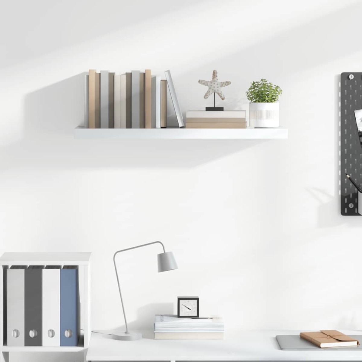 vidaXL Ράφι Τοίχου Γυαλιστερό Άσπρο 80x23,5x3,8 εκ. MDF