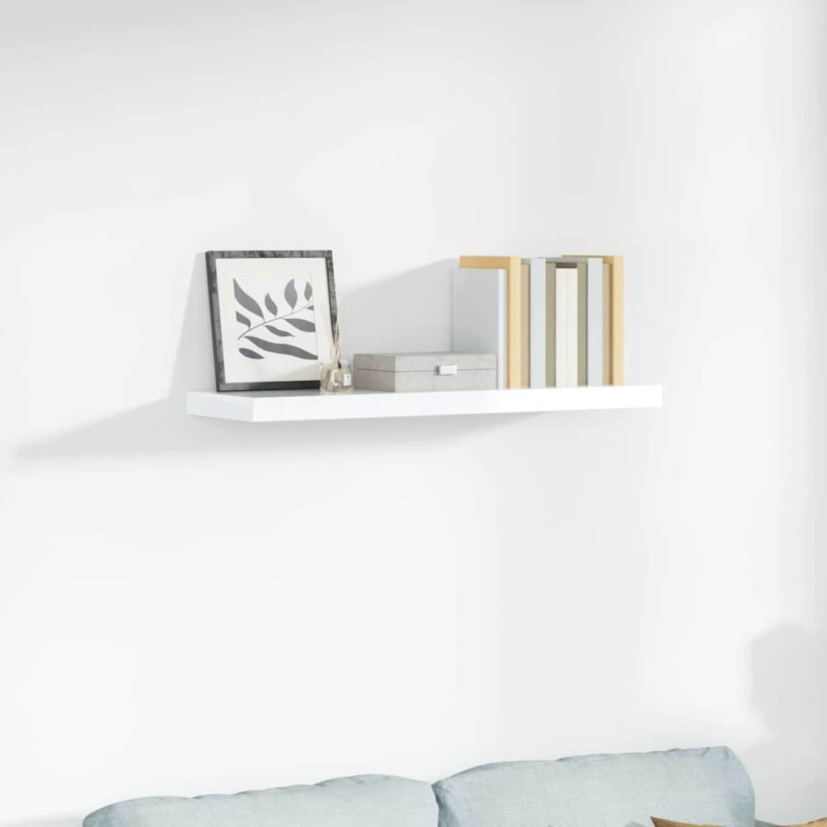 vidaXL Ράφι Τοίχου Γυαλιστερό Άσπρο 90x23,5x3,8 εκ. MDF