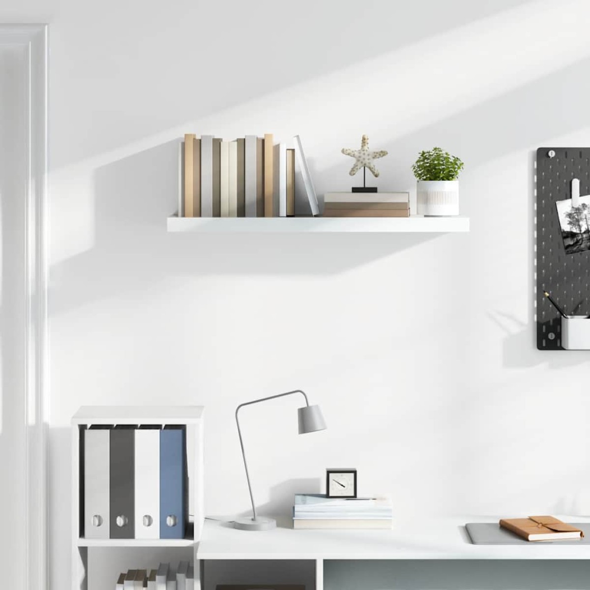 vidaXL Ράφι Τοίχου Γυαλιστερό Άσπρο 90x23,5x3,8 εκ. MDF