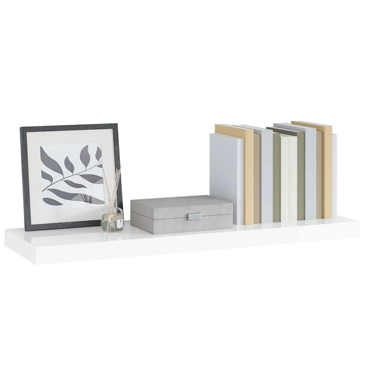 vidaXL Ράφι Τοίχου Γυαλιστερό Άσπρο 90x23,5x3,8 εκ. MDF