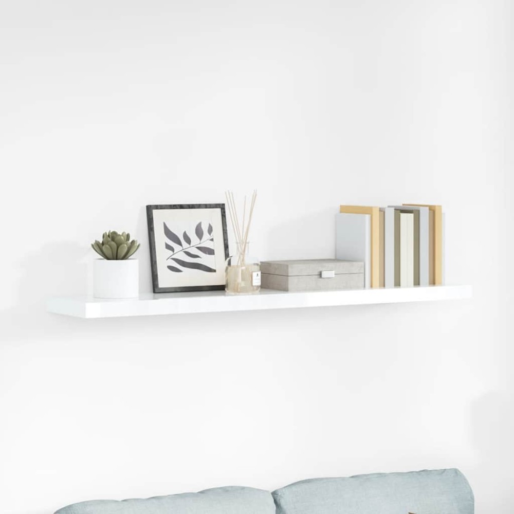 vidaXL Ράφι Τοίχου Γυαλιστερό Άσπρο 120x23,5x3,8 εκ. MDF