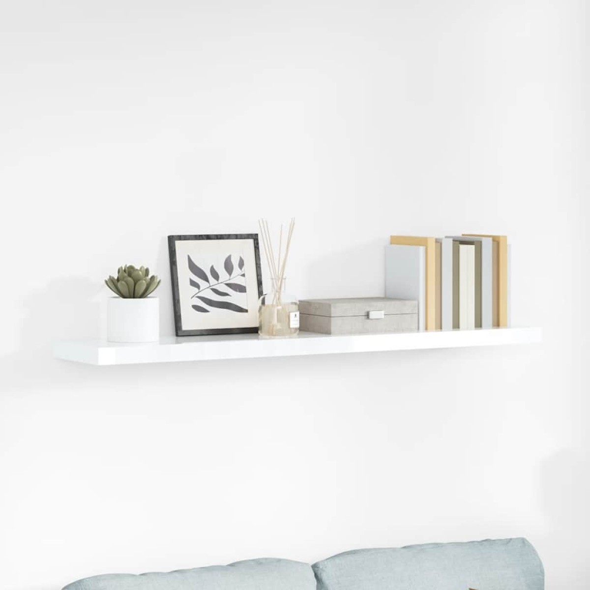 vidaXL Ράφι Τοίχου Γυαλιστερό Άσπρο 120x23,5x3,8 εκ. MDF