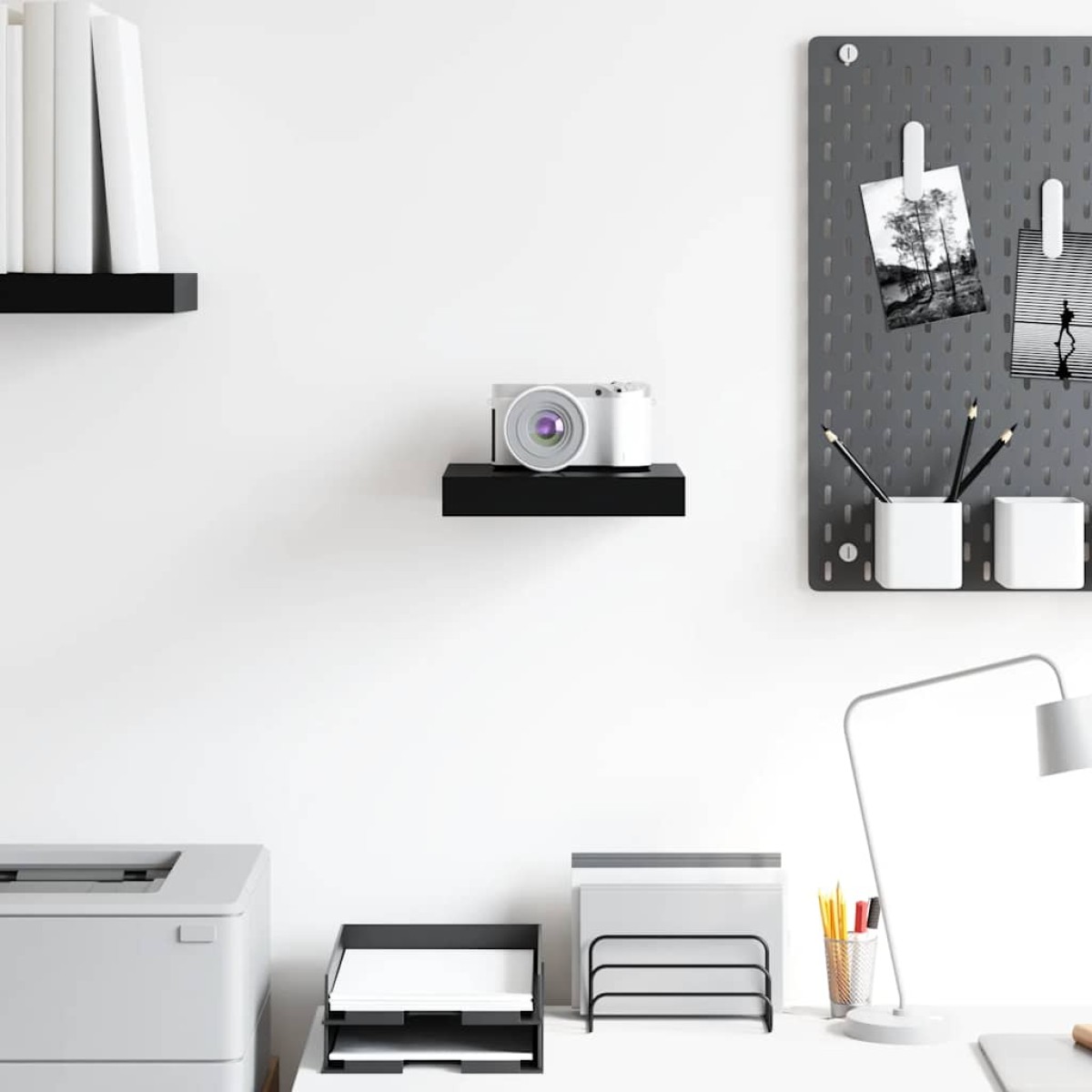 vidaXL Ράφι Τοίχου Γυαλιστερό Μαύρο 23x23,5x3,8 εκ. MDF