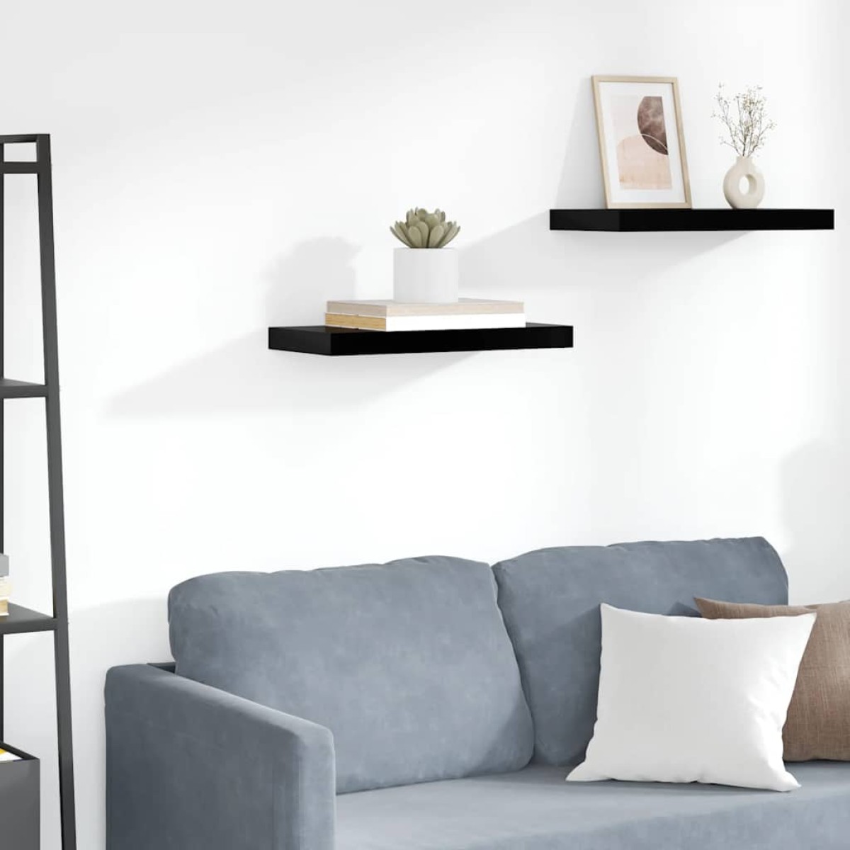 vidaXL Ράφι Τοίχου Γυαλιστερό Μαύρο 50 x 23 x 3,8 εκ. MDF