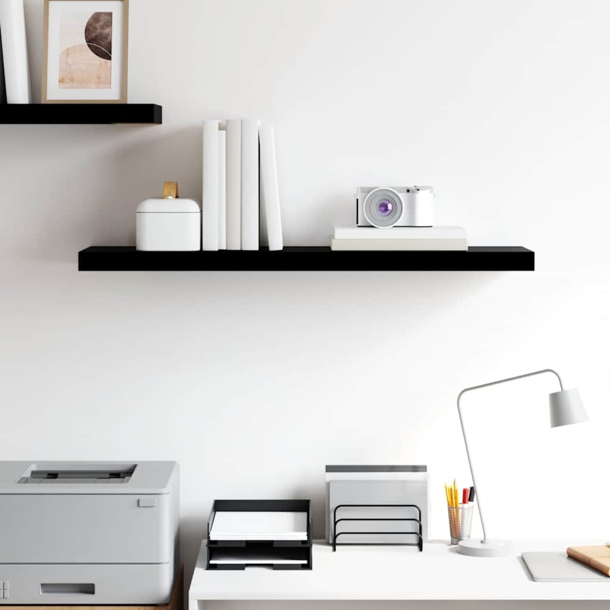 vidaXL Ράφι Τοίχου Γυαλιστερό Μαύρο 90 x 23,5 x 3,8 εκ. MDF