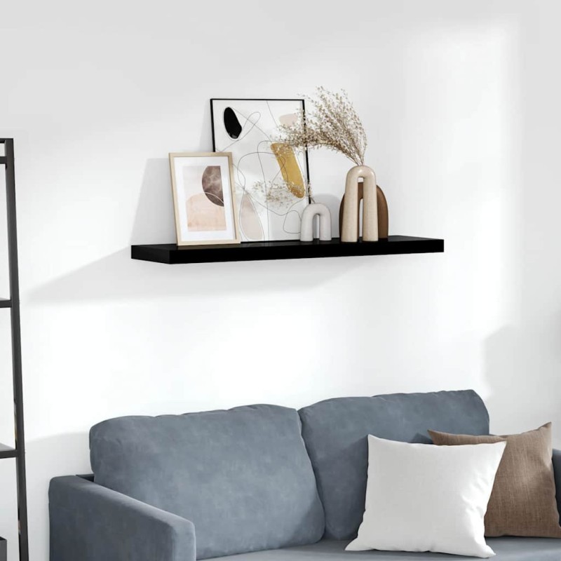 vidaXL Ράφι Τοίχου Γυαλιστερό Μαύρο 90 x 23,5 x 3,8 εκ. MDF