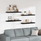 vidaXL Ράφια Τοίχου 4 τεμ. Γυαλιστερό Μαύρο 90 x 23,5 x 3,8 εκ. MDF
