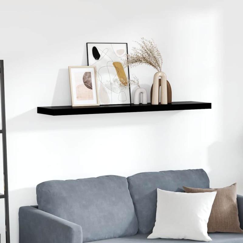 vidaXL Ράφι Τοίχου Γυαλιστερό Μαύρο 120x23,5x3,8 εκ. MDF