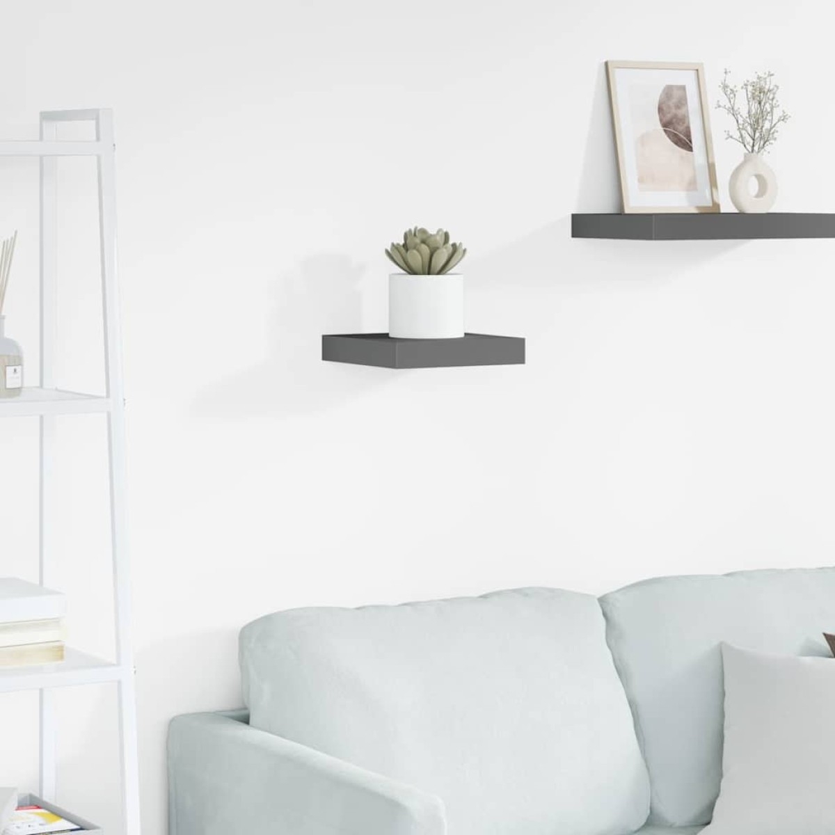 vidaXL Ράφι Τοίχου Γυαλιστερό Γκρι 23x23,5x3,8 εκ. MDF