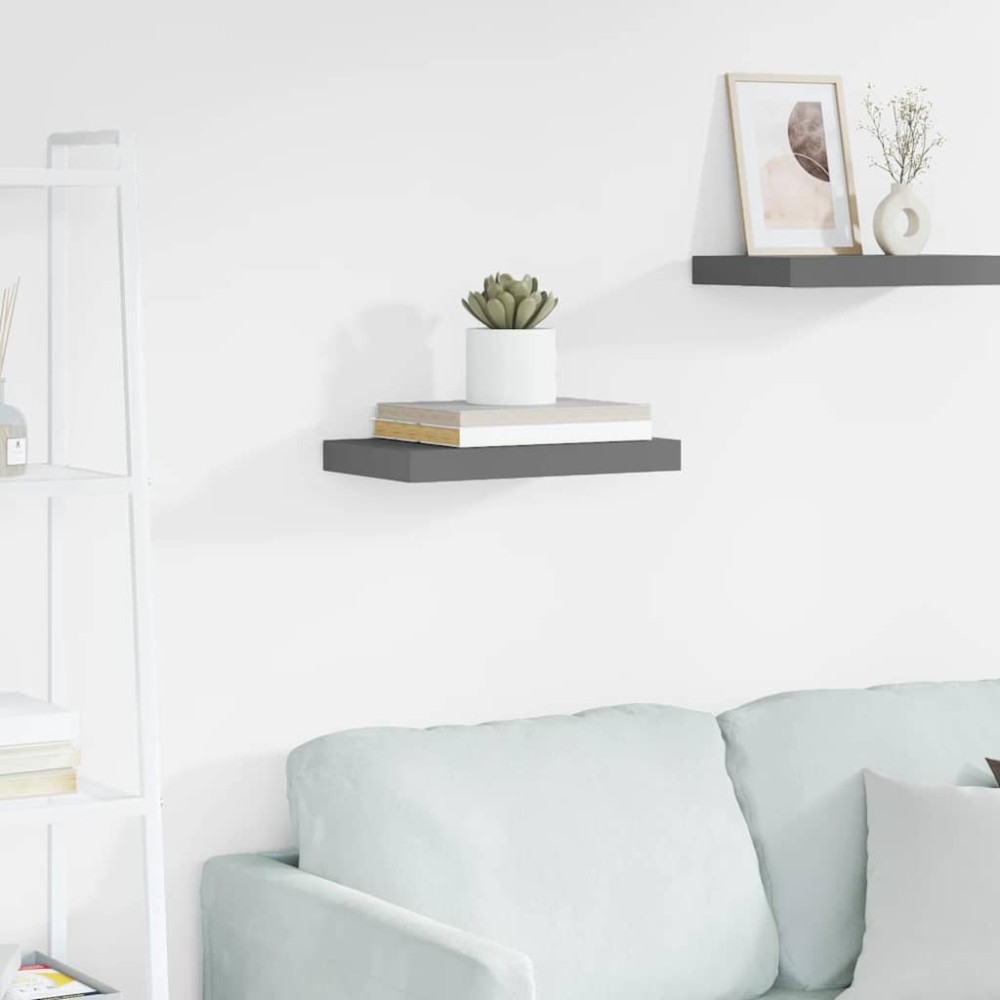 vidaXL Ράφι Τοίχου Γυαλιστερό Γκρι 40x23,5x3,8 εκ. MDF
