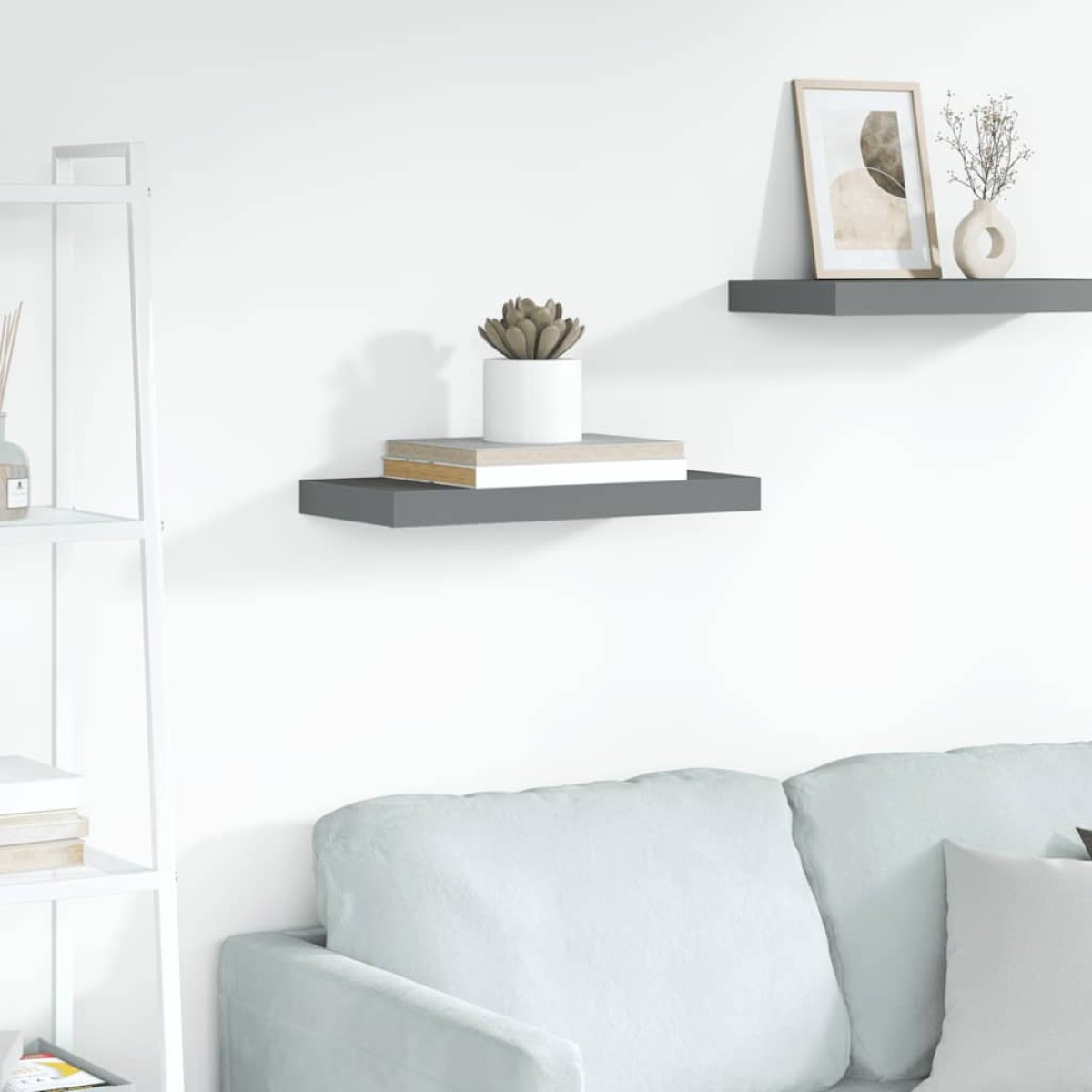 vidaXL Ράφι Τοίχου Γυαλιστερό Γκρι 50x23x3,8 εκ. MDF