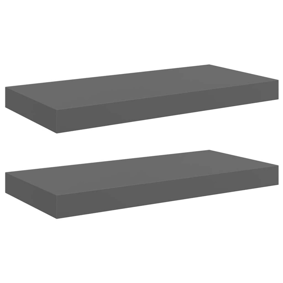 vidaXL Ράφια Τοίχου Γυαλιστερά Γκρι 2 Τεμάχια 50x23x3,8 εκ. MDF