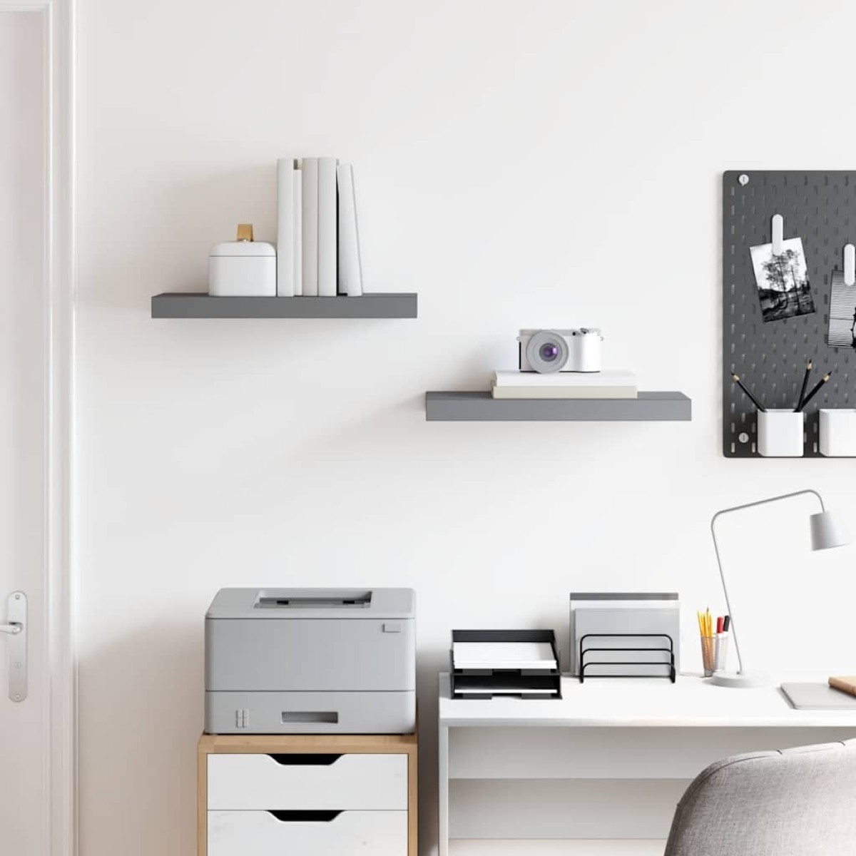 vidaXL Ράφια Τοίχου Γυαλιστερά Γκρι 2 Τεμάχια 50x23x3,8 εκ. MDF