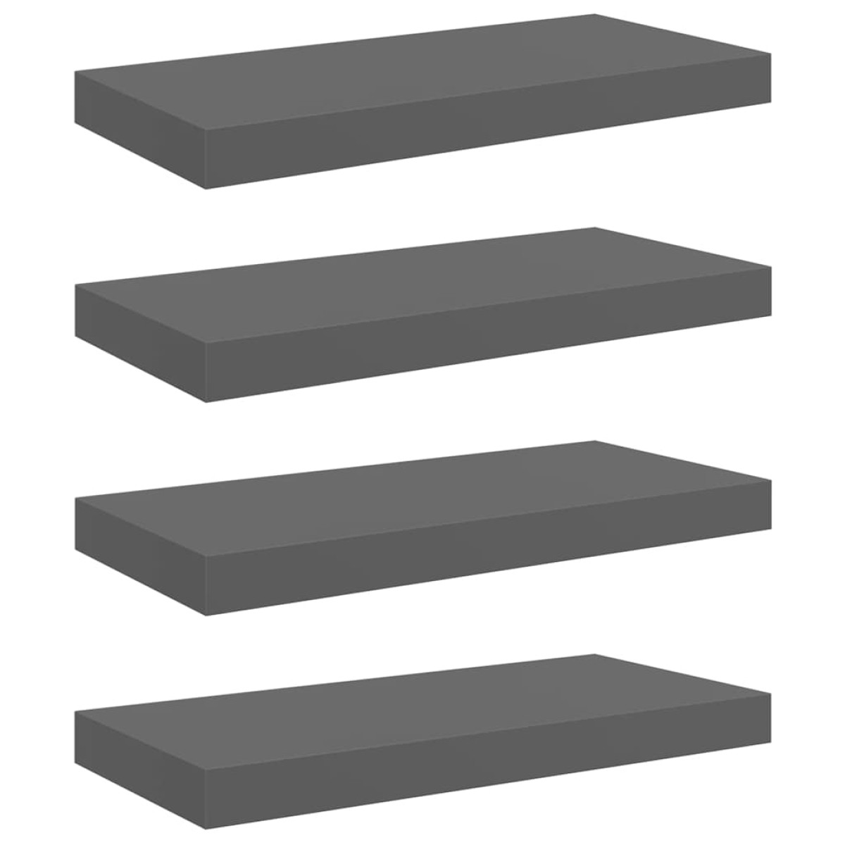 vidaXL Ράφια Τοίχου Γυαλιστερά Γκρι 4 Τεμάχια 50x23x3,8 εκ. MDF