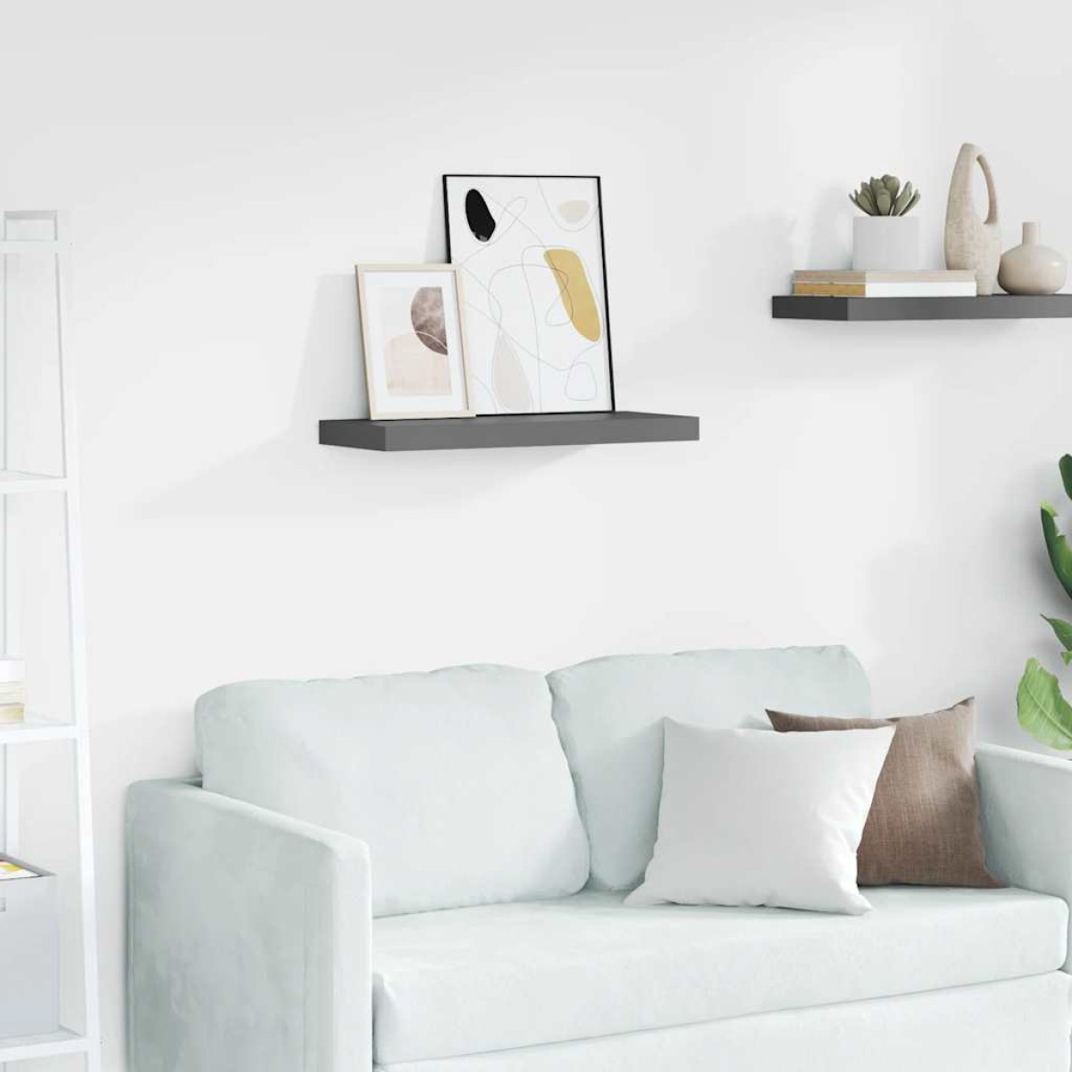 vidaXL Ράφι Τοίχου Γυαλιστερό Γκρι 60x23,5x3,8 εκ. MDF