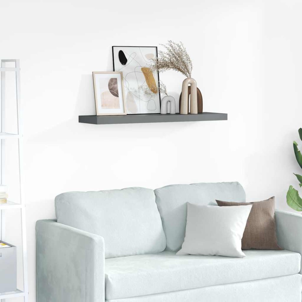 vidaXL Ράφι Τοίχου Γυαλιστερό Γκρι 90 x 23,5 x 3,8 εκ. MDF