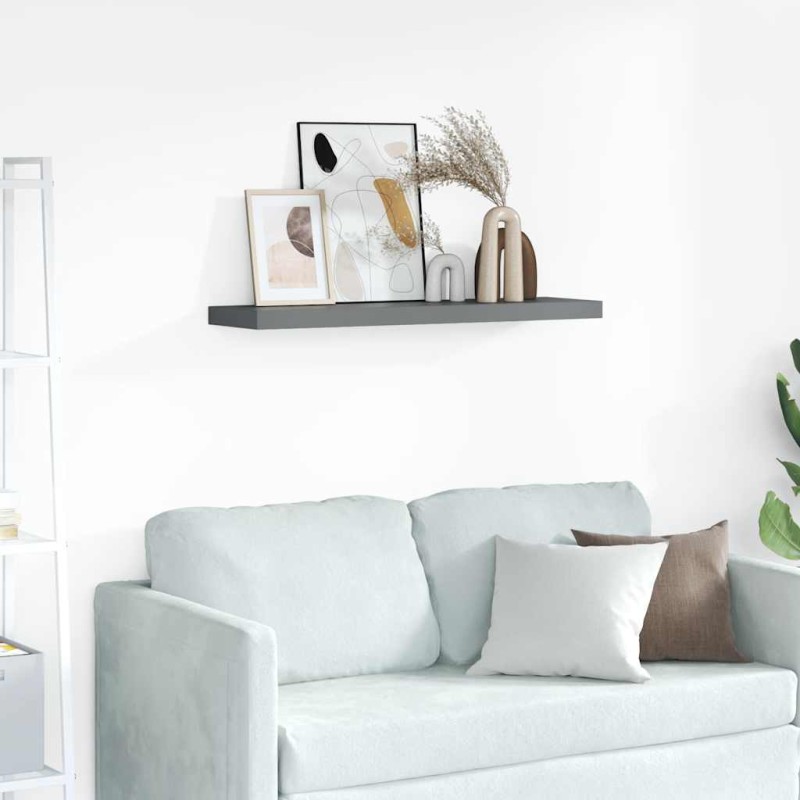 vidaXL Ράφι Τοίχου Γυαλιστερό Γκρι 90 x 23,5 x 3,8 εκ. MDF