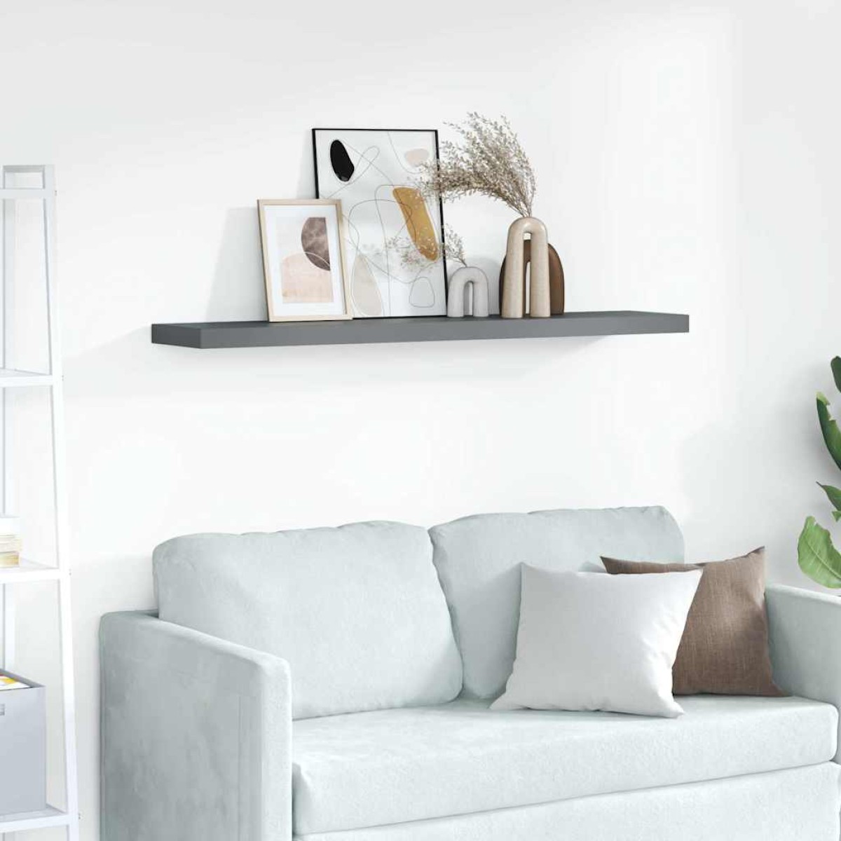 vidaXL Ράφι Τοίχου Γυαλιστερό Γκρι 120x23,5x3,8 εκ. MDF