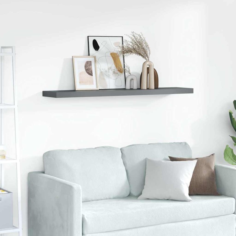 vidaXL Ράφι Τοίχου Γυαλιστερό Γκρι 120x23,5x3,8 εκ. MDF