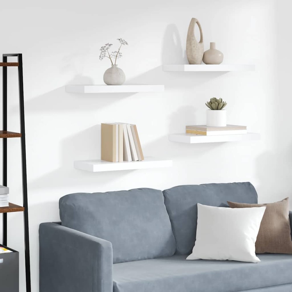 vidaXL Ράφια Τοίχου 4 τεμ. Λευκά 50x23,5x3,8 εκ. MDF