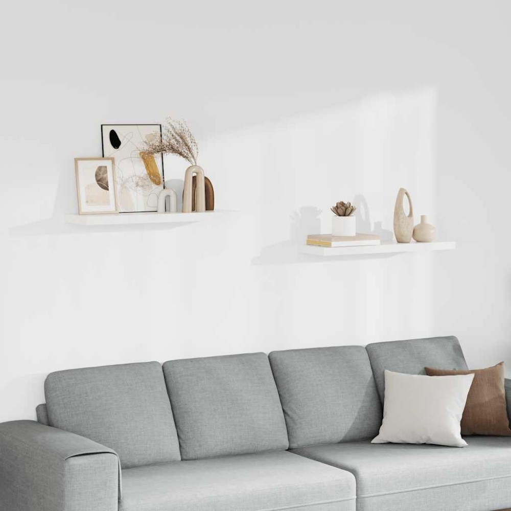 vidaXL Ράφια Τοίχου 2 τεμ. Άσπρα 80x23,5x3,8 εκ. MDF