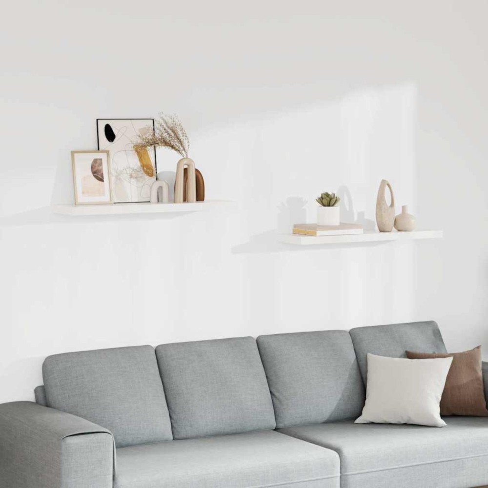 vidaXL Ράφια Τοίχου 2 τεμ. Άσπρα 90x23,5x3,8 εκ. MDF