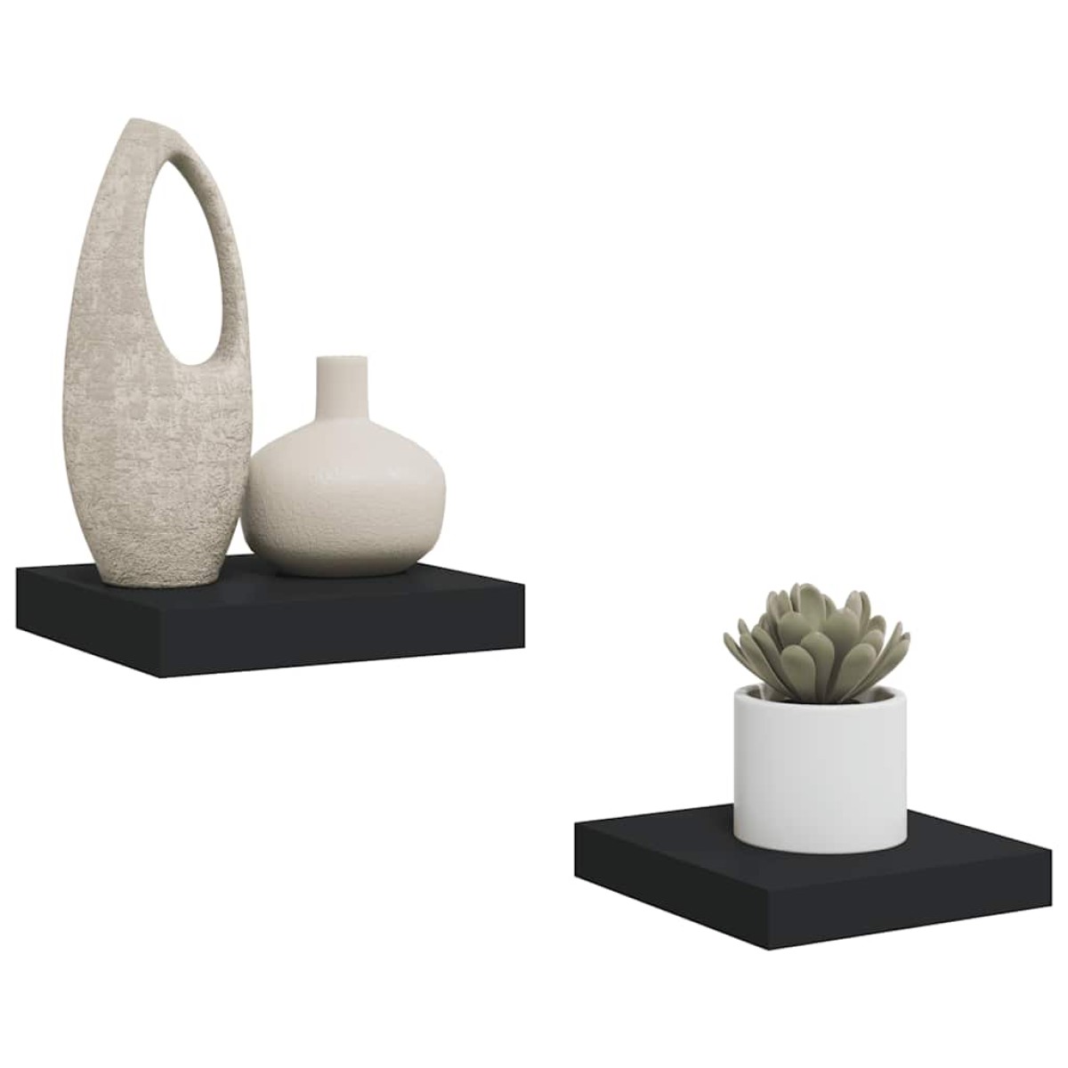 vidaXL Ράφια Τοίχου 2 τεμ. Μαύρα 23x23,5x3,8 εκ. MDF