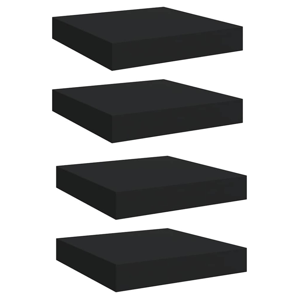 vidaXL Ράφια Τοίχου 4 τεμ. Μαύρα 23x23,5x3,8 εκ. MDF