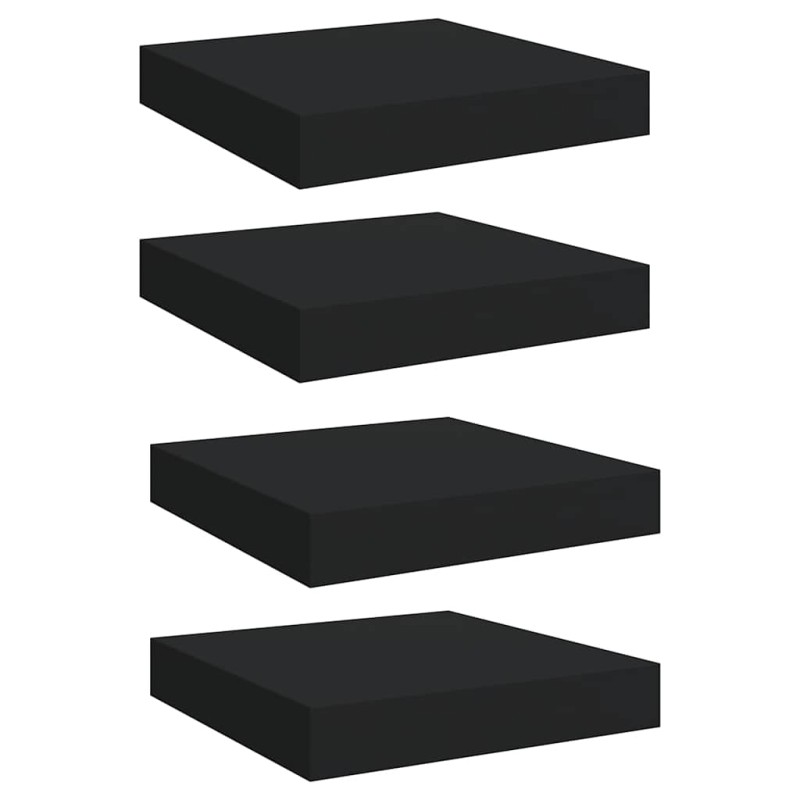 vidaXL Ράφια Τοίχου 4 τεμ. Μαύρα 23x23,5x3,8 εκ. MDF