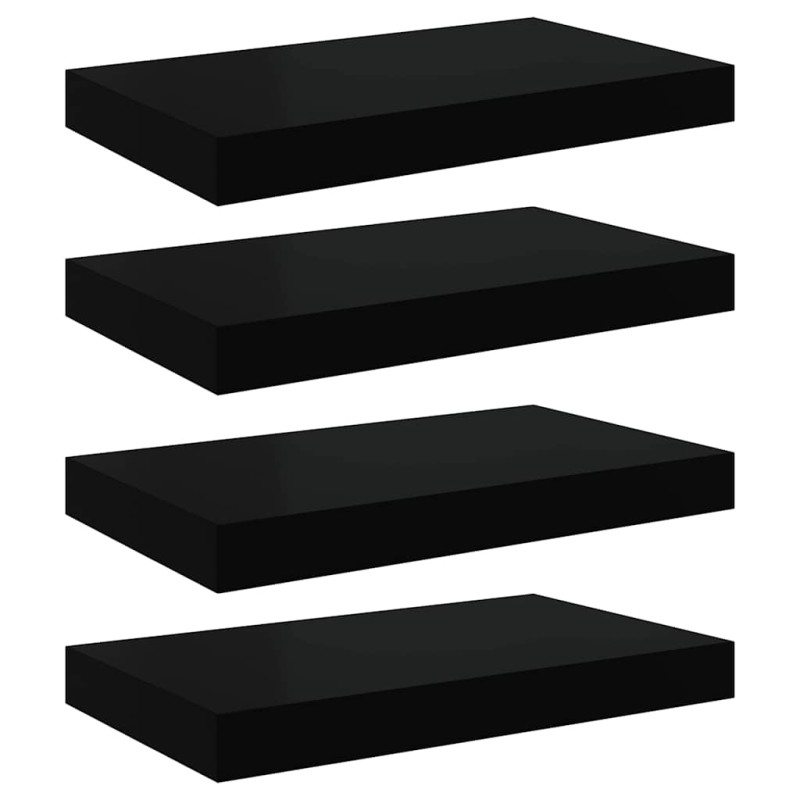 vidaXL Ράφια Τοίχου 4 τεμ. Μαύρα 40x23,5x3,8 εκ. MDF