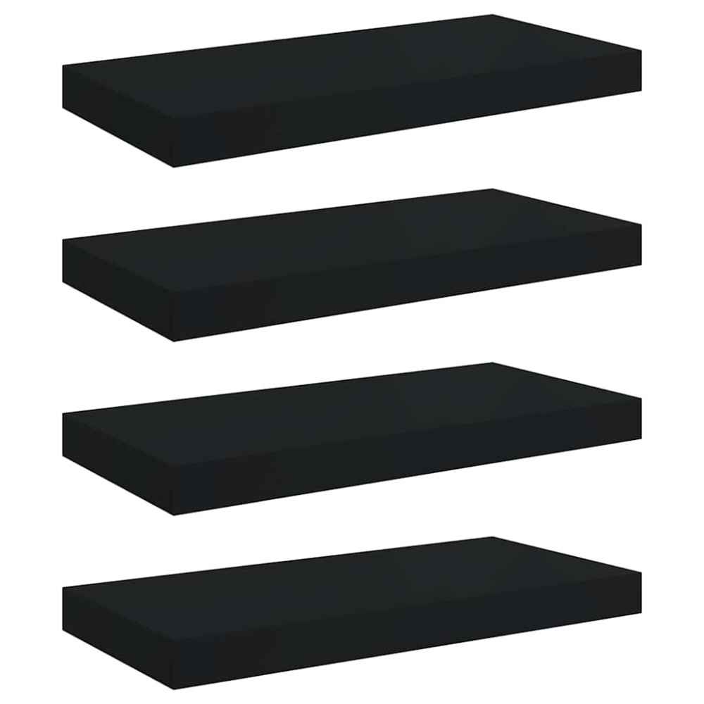 vidaXL Ράφια Τοίχου 4 τεμ. Μαύρα 50x23,5x3,8 εκ. MDF