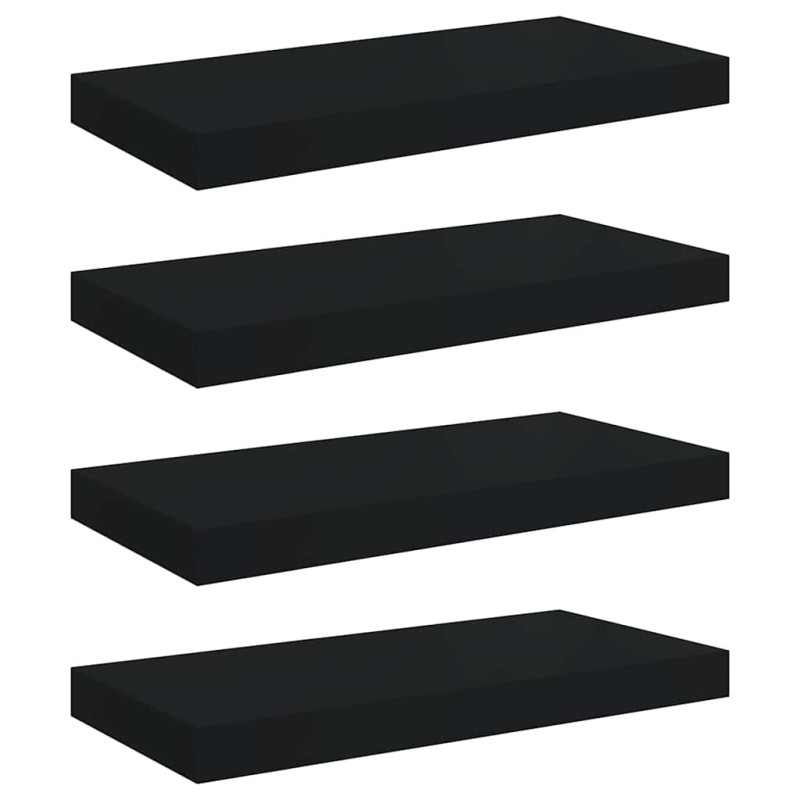 vidaXL Ράφια Τοίχου 4 τεμ. Μαύρα 50x23,5x3,8 εκ. MDF