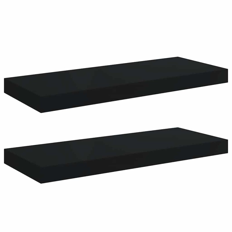 vidaXL Ράφια Τοίχου 2 τεμ. Μαύρα 60x23,5x3,8 εκ. MDF
