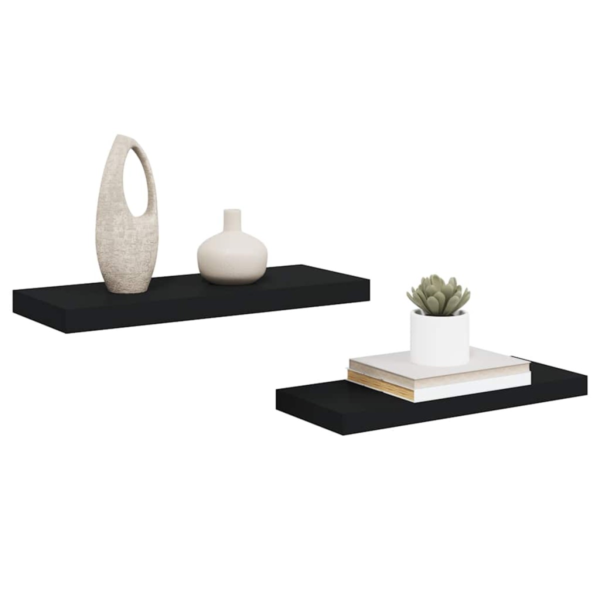 vidaXL Ράφια Τοίχου 2 τεμ. Μαύρα 60x23,5x3,8 εκ. MDF