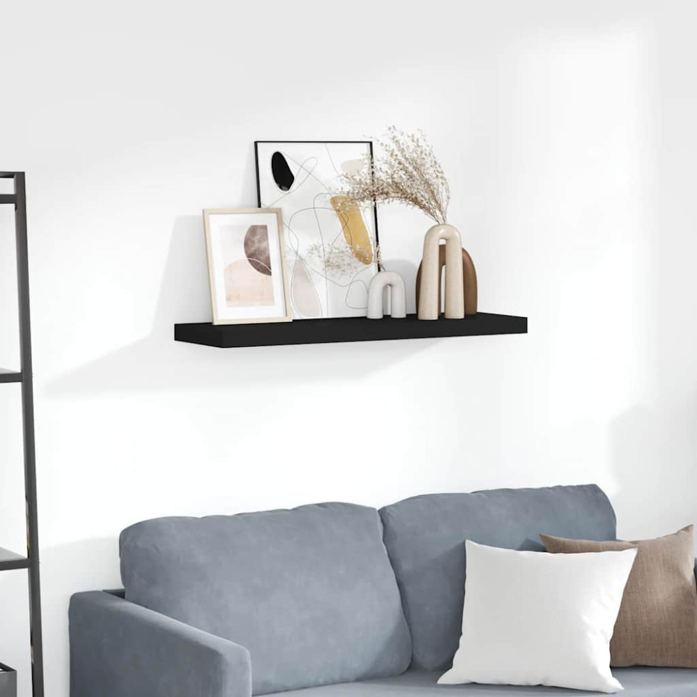 vidaXL Ράφι Τοίχου Μαύρο 80x23,5x3,8 εκ. MDF