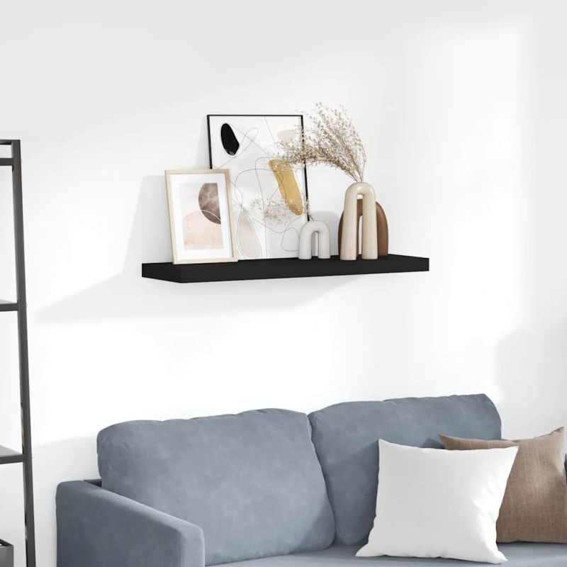 vidaXL Ράφι Τοίχου Μαύρο 80x23,5x3,8 εκ. MDF