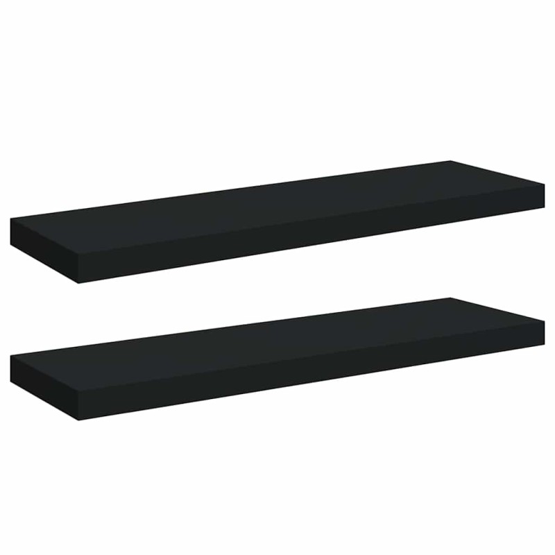 vidaXL Ράφια Τοίχου 2 τεμ. Μαύρα 80x23,5x3,8 εκ. MDF