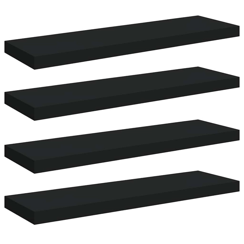 vidaXL Ράφια Τοίχου 4 τεμ. Μαύρα 80x23,5x3,8 εκ. MDF
