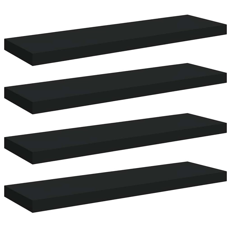 vidaXL Ράφια Τοίχου 4 τεμ. Μαύρα 80x23,5x3,8 εκ. MDF