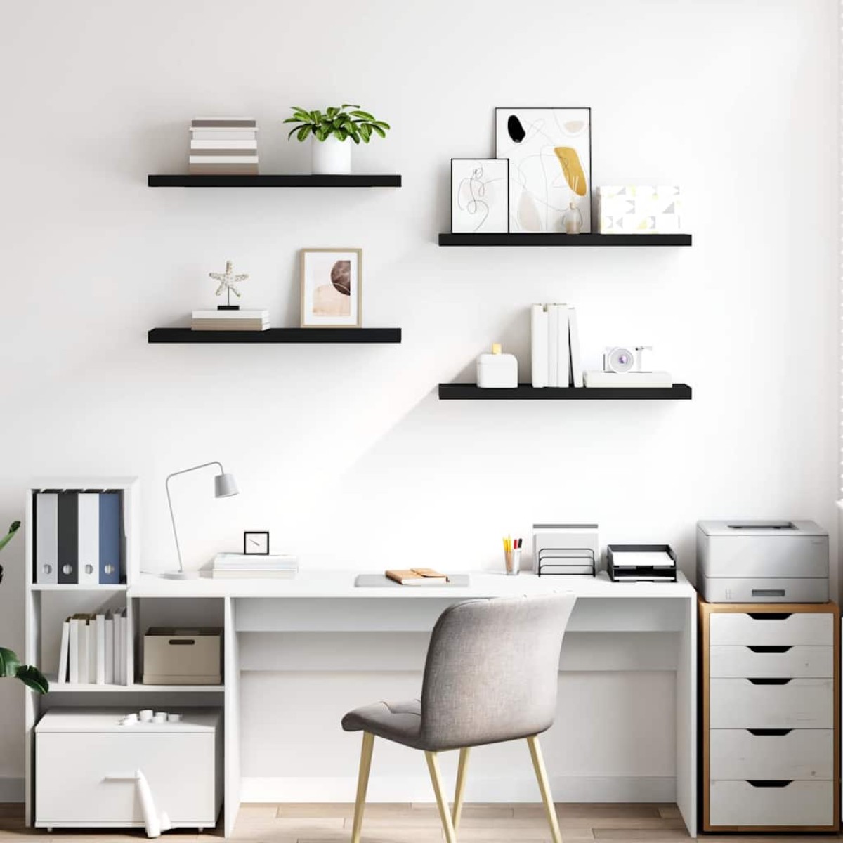 vidaXL Ράφια Τοίχου 4 τεμ. Μαύρα 80x23,5x3,8 εκ. MDF