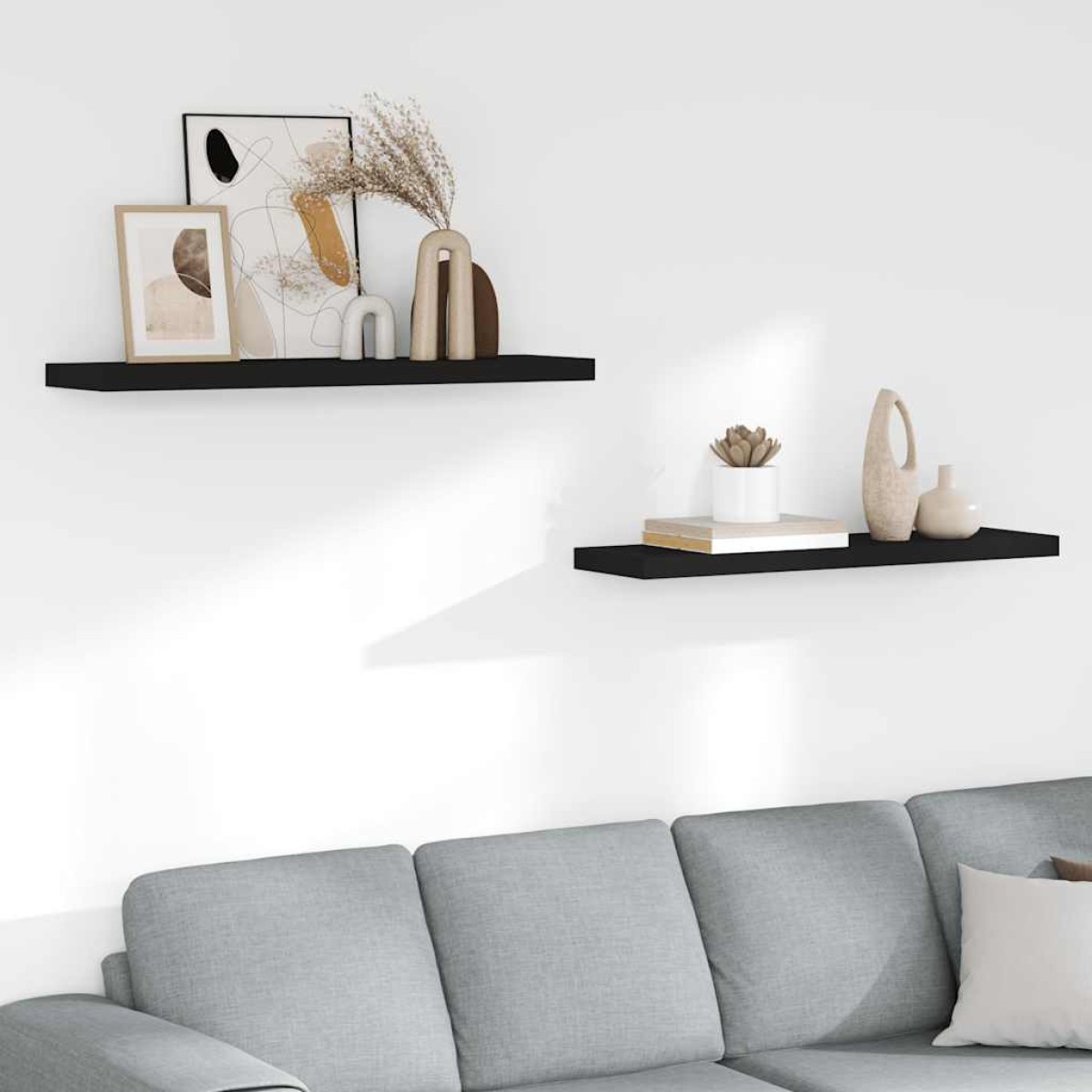 vidaXL Ράφια Τοίχου 2 τεμ. Μαύρα 90x23,5x3,8 εκ. MDF