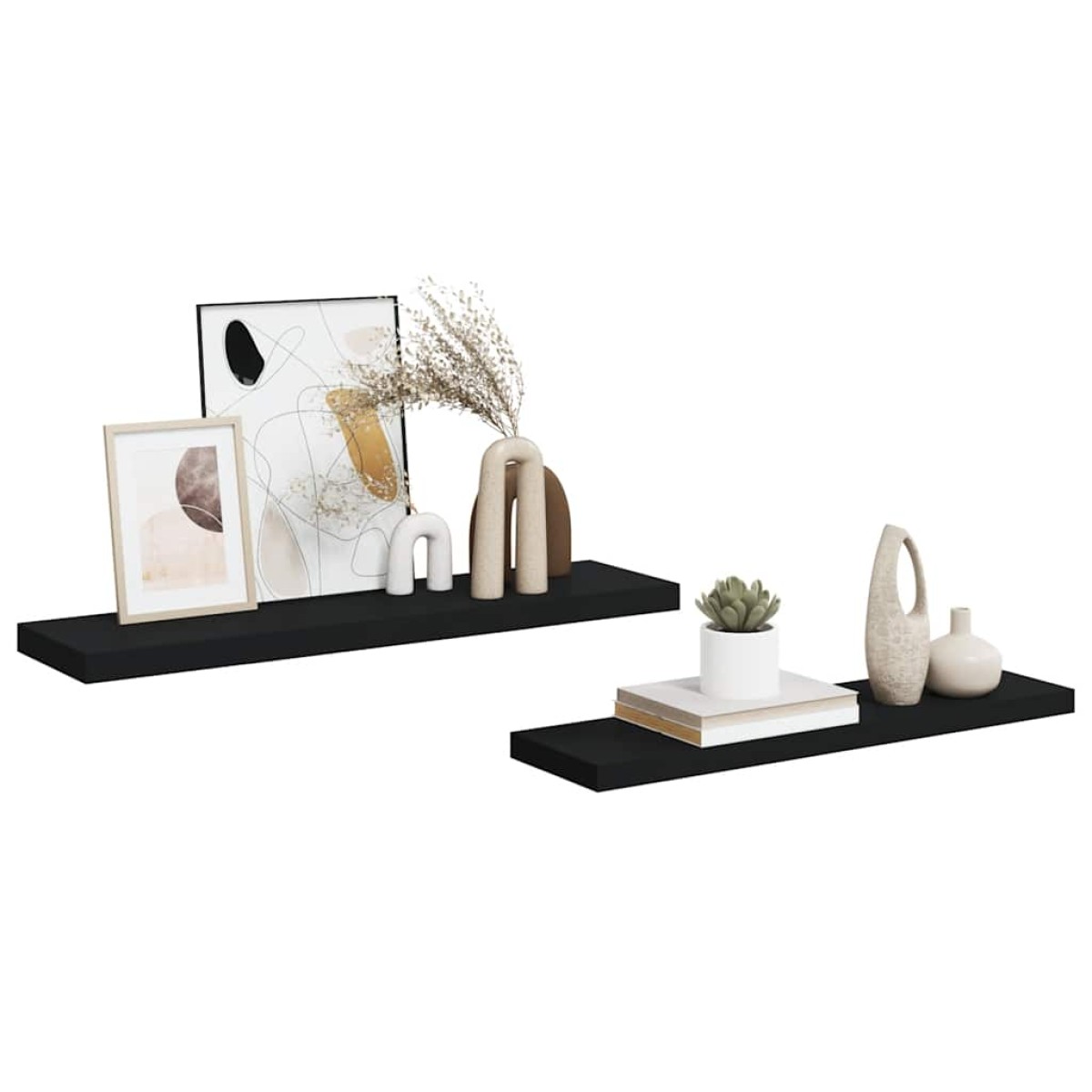vidaXL Ράφια Τοίχου 2 τεμ. Μαύρα 90x23,5x3,8 εκ. MDF